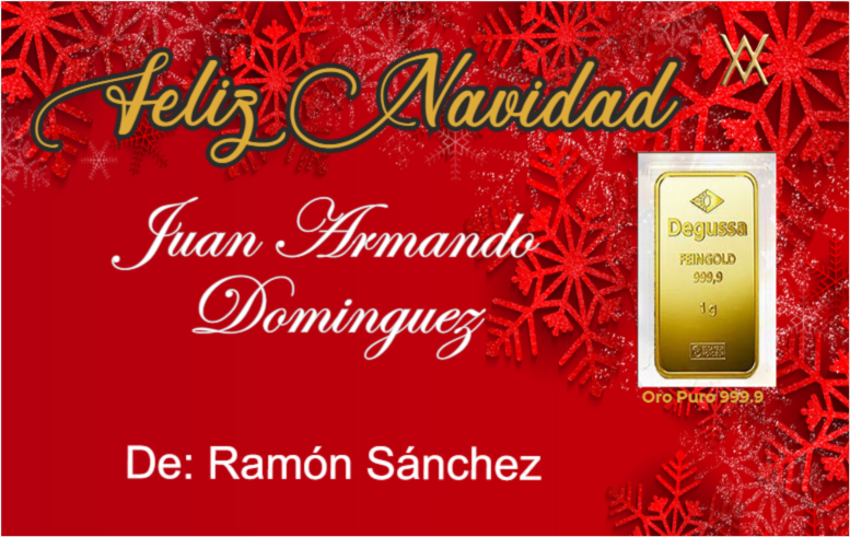 Navidad con Oro en tarjeta personalizable